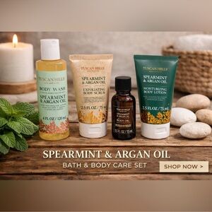 🌸Spearmint & Argan Oil Bath & Body Care 4 Piece Set